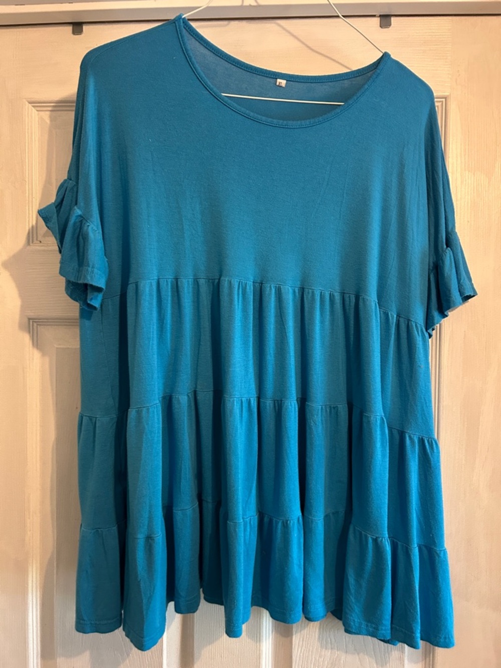 Relaxed Teal Tiered Short Sleeve Tunic
